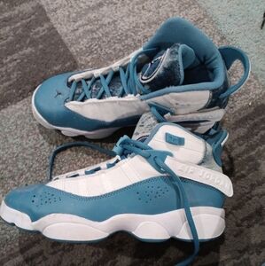 Jordan Blue and White Sneakers Athletic Design